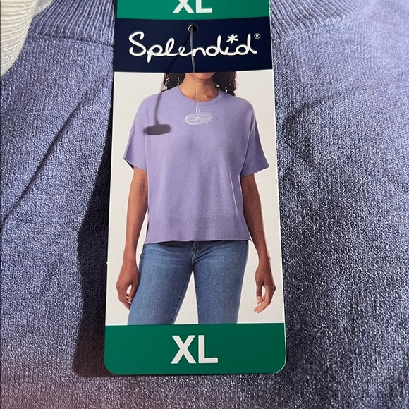 NWT Splendid Women's Short Sleeve Knit Top sweater, Blue - Picture 5 of 7